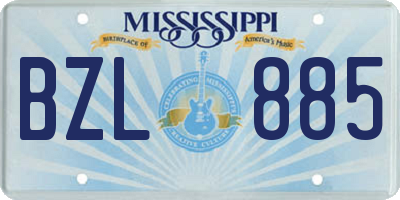 MS license plate BZL885