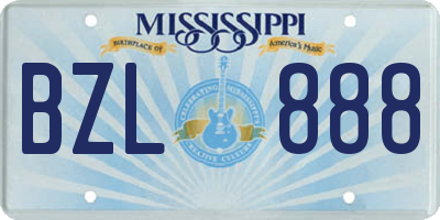 MS license plate BZL888