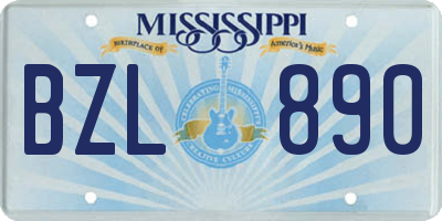 MS license plate BZL890
