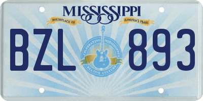 MS license plate BZL893
