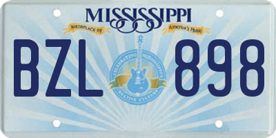 MS license plate BZL898