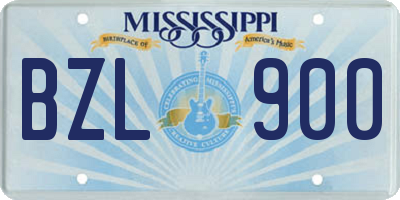 MS license plate BZL900