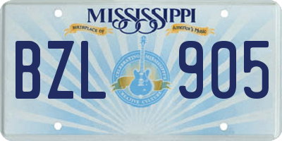 MS license plate BZL905
