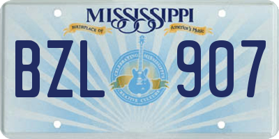 MS license plate BZL907