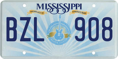 MS license plate BZL908
