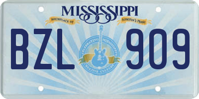 MS license plate BZL909
