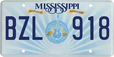 MS license plate BZL918