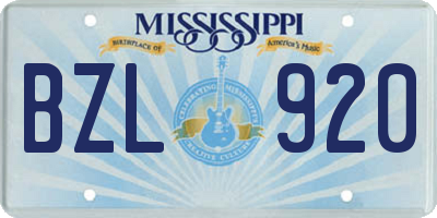 MS license plate BZL920