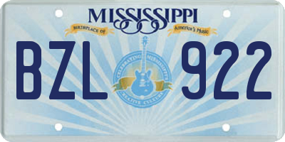 MS license plate BZL922