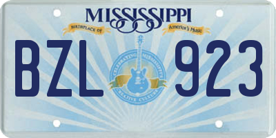MS license plate BZL923