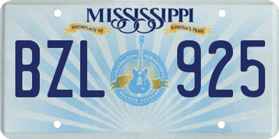 MS license plate BZL925