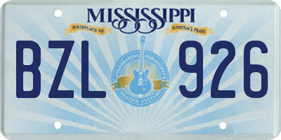 MS license plate BZL926