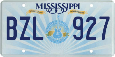 MS license plate BZL927