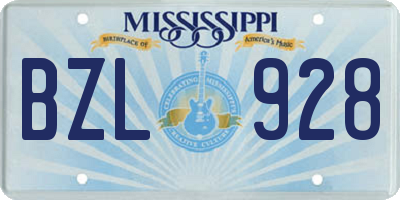 MS license plate BZL928