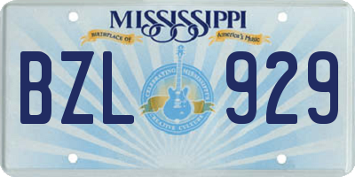 MS license plate BZL929