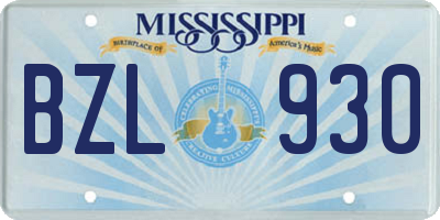MS license plate BZL930