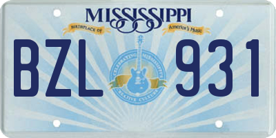 MS license plate BZL931