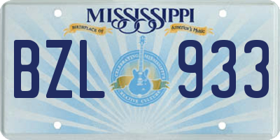 MS license plate BZL933