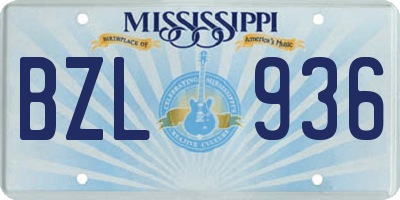 MS license plate BZL936