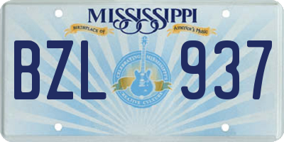MS license plate BZL937