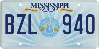 MS license plate BZL940