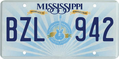 MS license plate BZL942