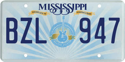 MS license plate BZL947