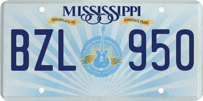 MS license plate BZL950