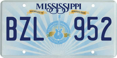 MS license plate BZL952