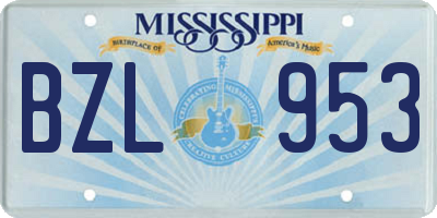 MS license plate BZL953