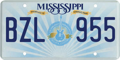 MS license plate BZL955