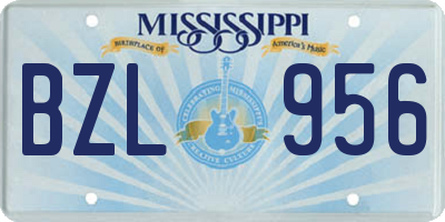MS license plate BZL956