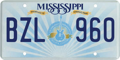 MS license plate BZL960