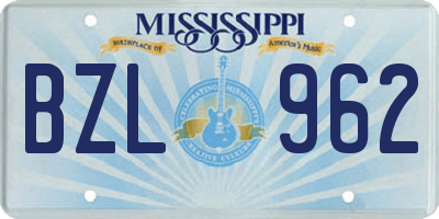 MS license plate BZL962