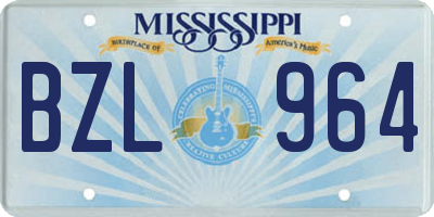 MS license plate BZL964