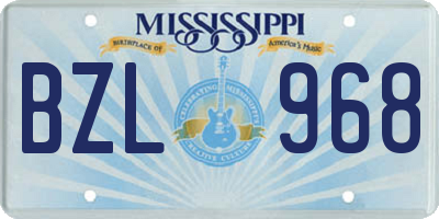 MS license plate BZL968