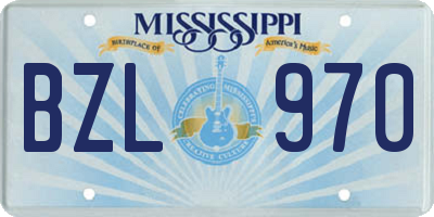 MS license plate BZL970
