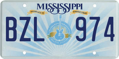 MS license plate BZL974
