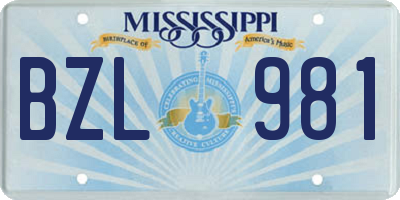 MS license plate BZL981