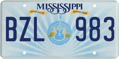 MS license plate BZL983