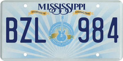 MS license plate BZL984