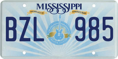 MS license plate BZL985