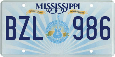 MS license plate BZL986