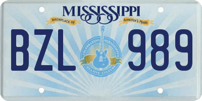 MS license plate BZL989