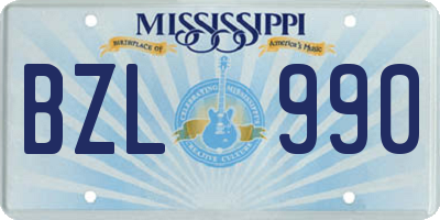 MS license plate BZL990