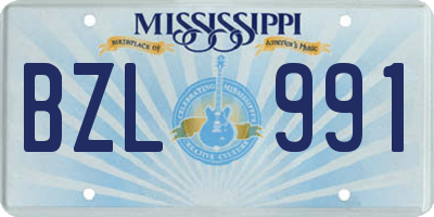 MS license plate BZL991
