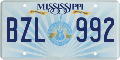 MS license plate BZL992