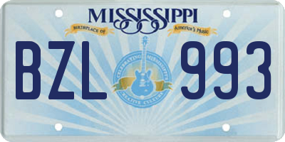 MS license plate BZL993