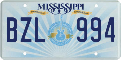 MS license plate BZL994