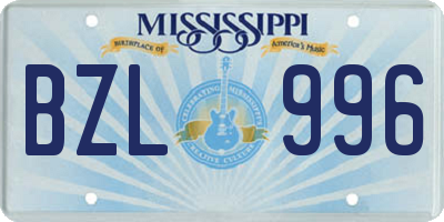 MS license plate BZL996